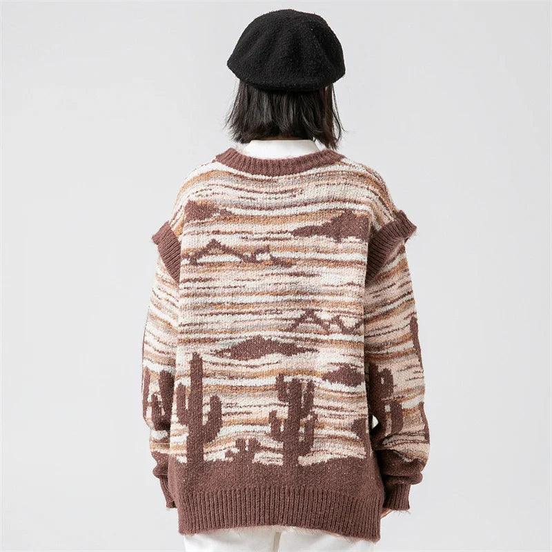 Women's Desert Waves Cactus Knit Sweater - tntwear1