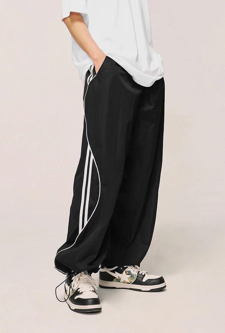 Wavy Side Striped Baggy Joggers - tntwear1