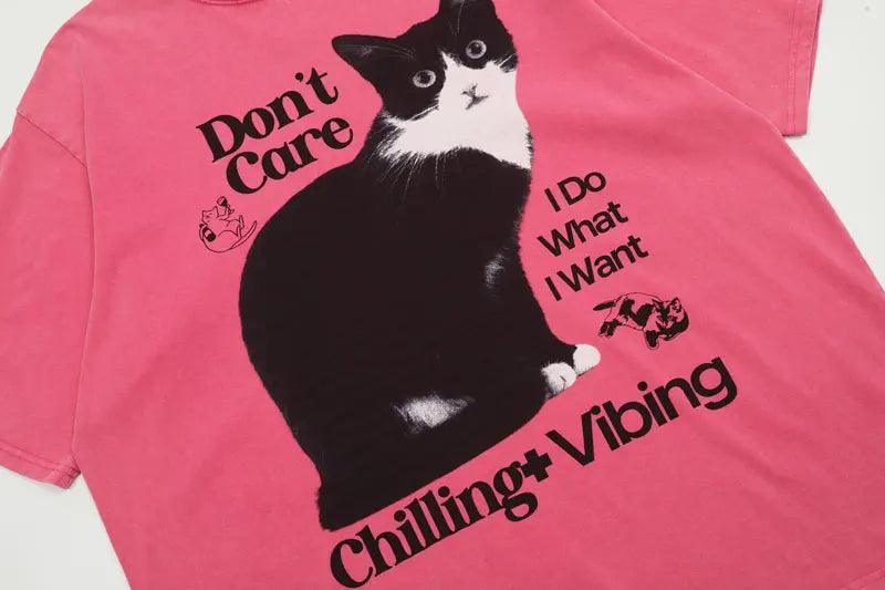 Chilling Cat Graphic T-shirt - tntwear1