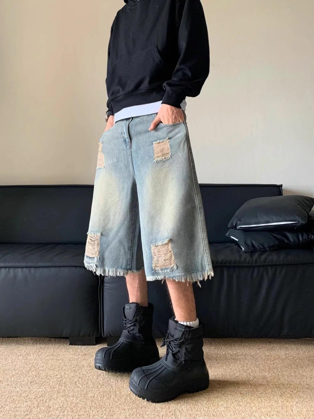 Washed Distressed Jorts - tntwear1