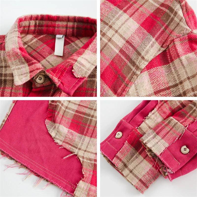 Plaid Reversible Long Sleeve Shirt - tntwear1