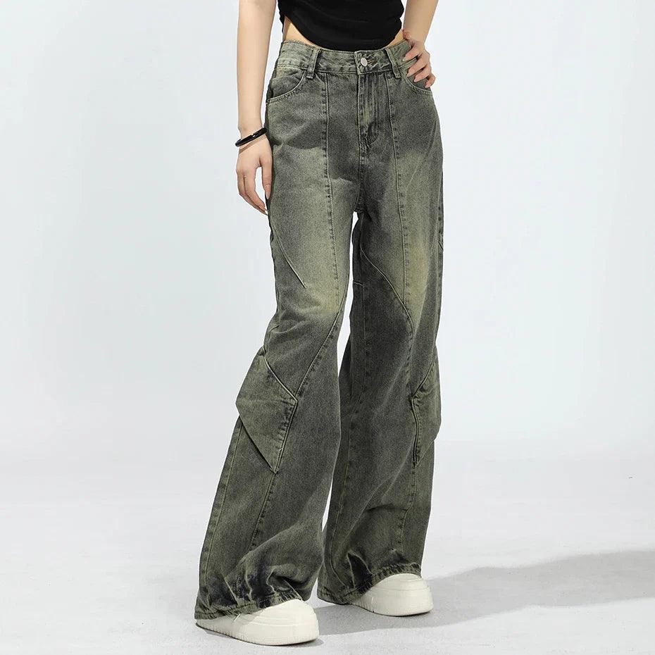 Urban Patchwork Wide-Leg Jeans - tntwear1