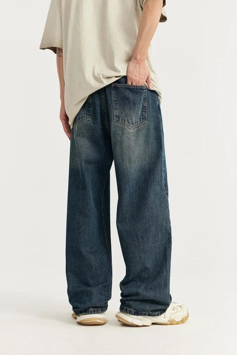 Washed Vintage Loose Jeans - tntwear1