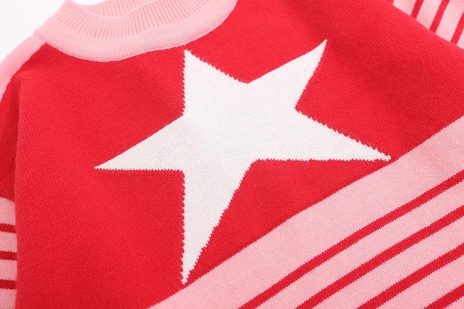 Y2K Star Stripes Sweater - tntwear1