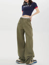 Baggy Olive Green Wide-Leg Jeans - tntwear1