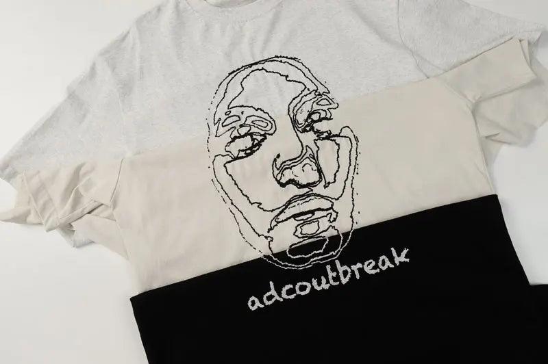 Faded Face Embroidery T-shirt - tntwear1