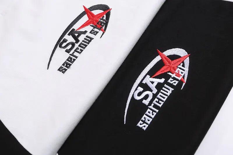 Retro Star Embroidery Sports T-shirt - tntwear1