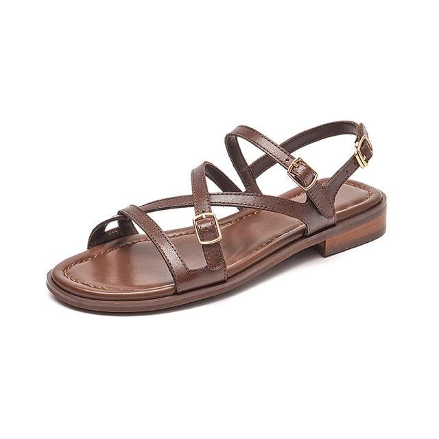 TntWear Shoes Shantal Women's Genuine Leather Cross Strap Sandals