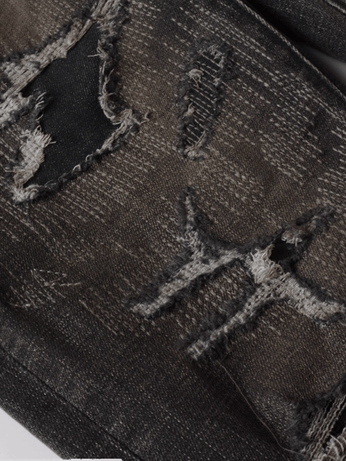 Smoky Gray Scratched Ripped Jeans