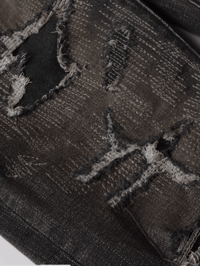 Smoky Gray Scratched Ripped Jeans