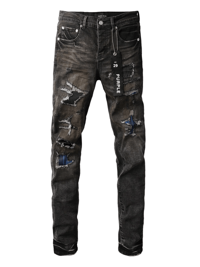 Smoky Gray Scratched Ripped Jeans
