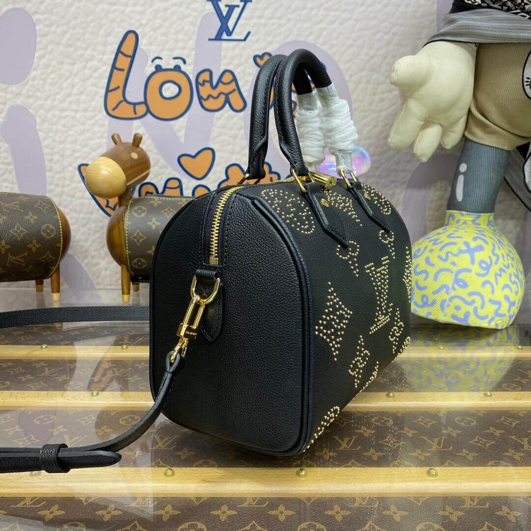 Tntwear Speedy Bandouliere Black Monogram With Studs - LUV 414