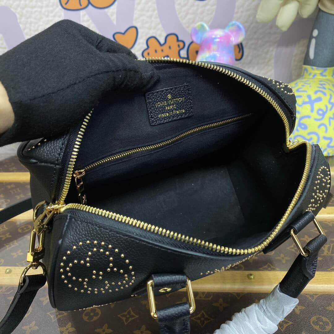 Tntwear Speedy Bandouliere Black Monogram With Studs - LUV 414