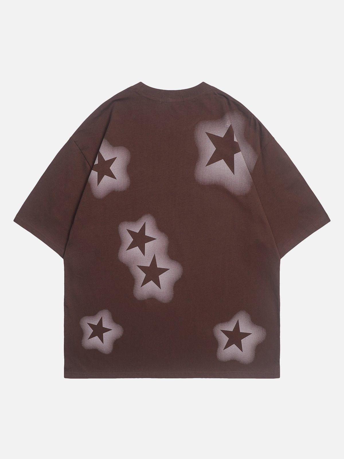 Sneakerland™ - 3D Dimensional Pattern Dip-dye Star Tee - tntwear1