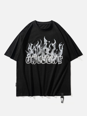 Sneakerland™ - 3D Flame Letter Print Hole Tee - tntwear1