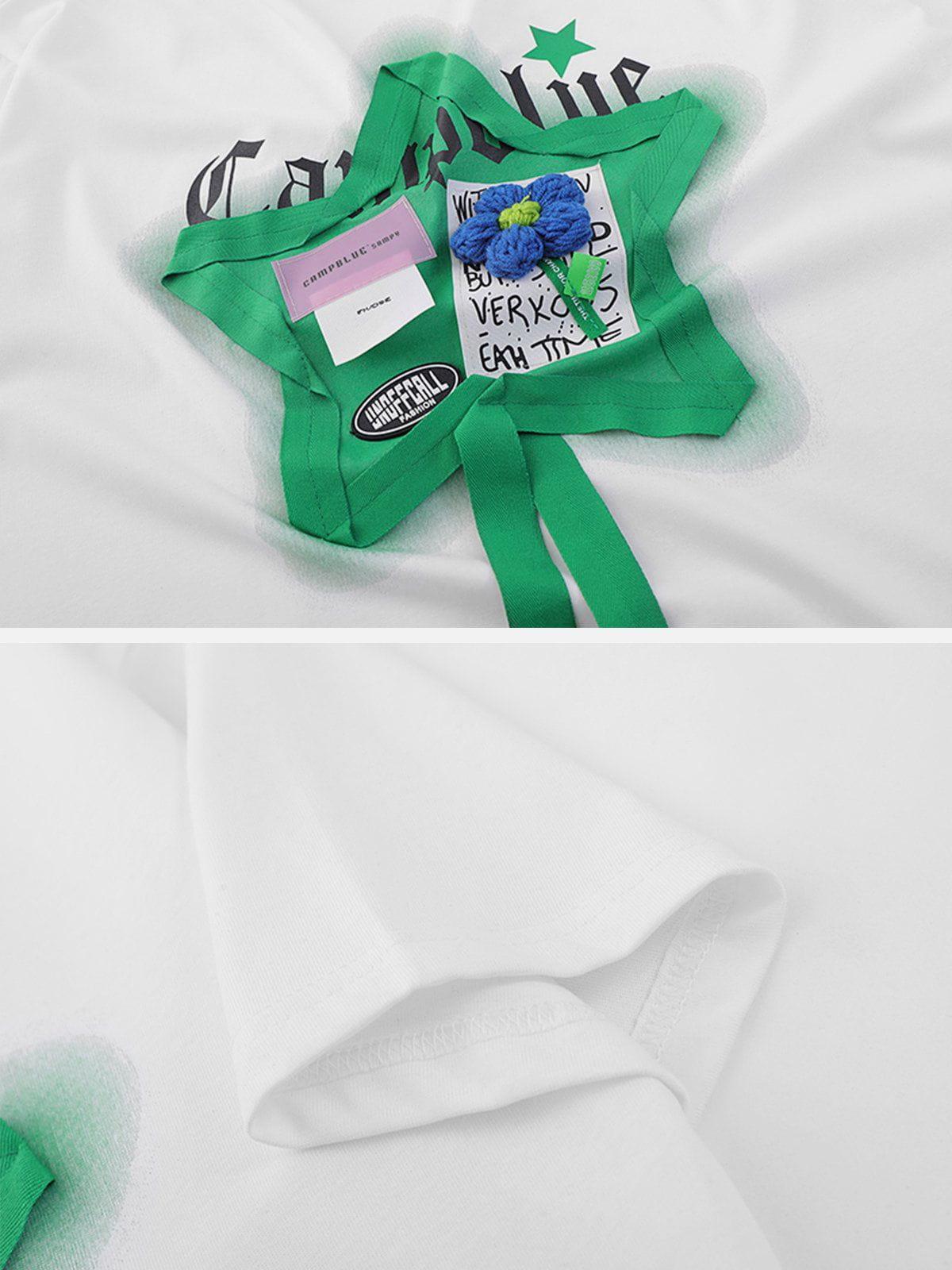 Sneakerland™ - 3D Flower Star Silk Ribbon Tee - tntwear1