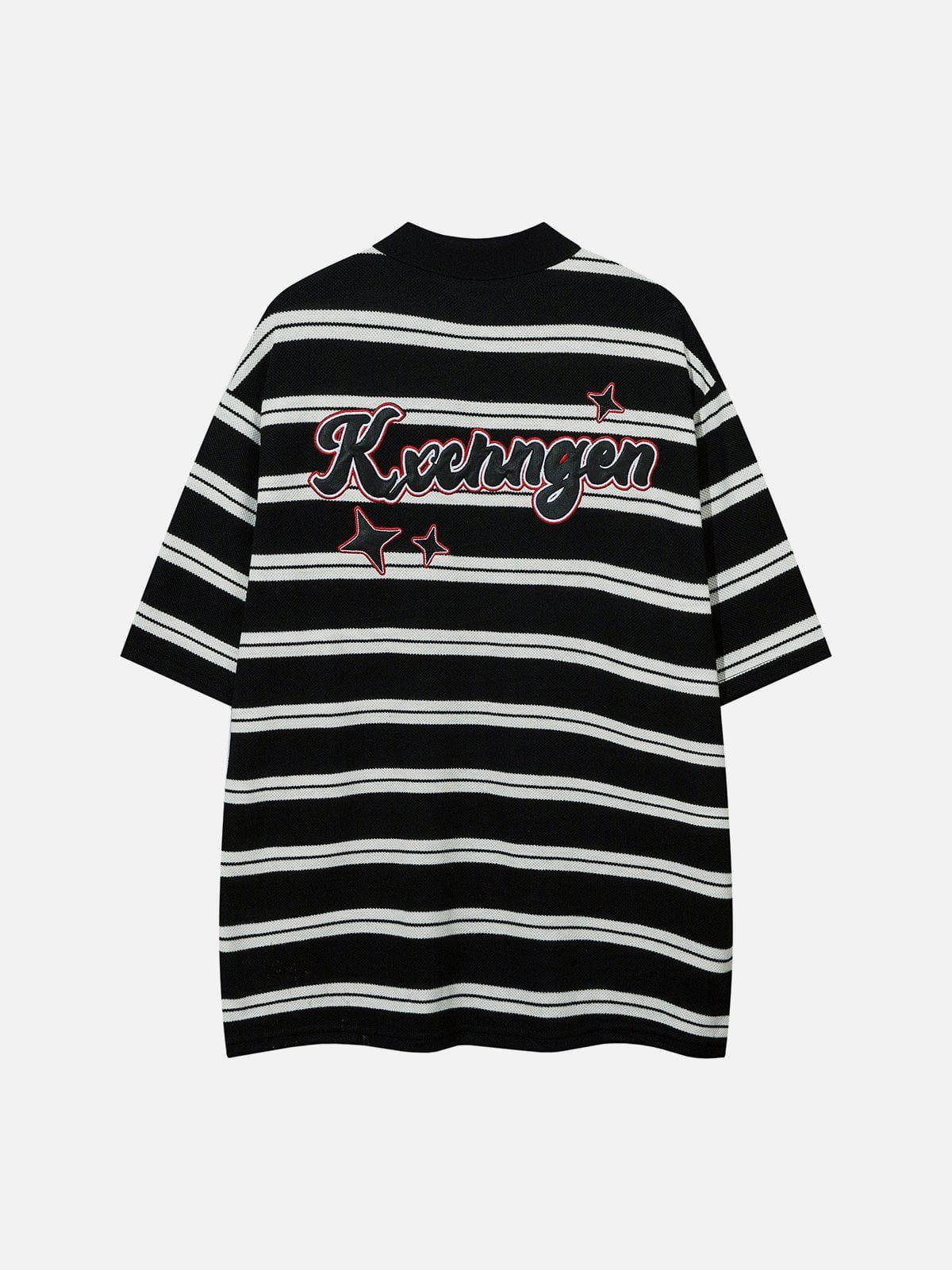 Sneakerland™ - 5D Skin Embroidery Stripes Polo Tee - tntwear1