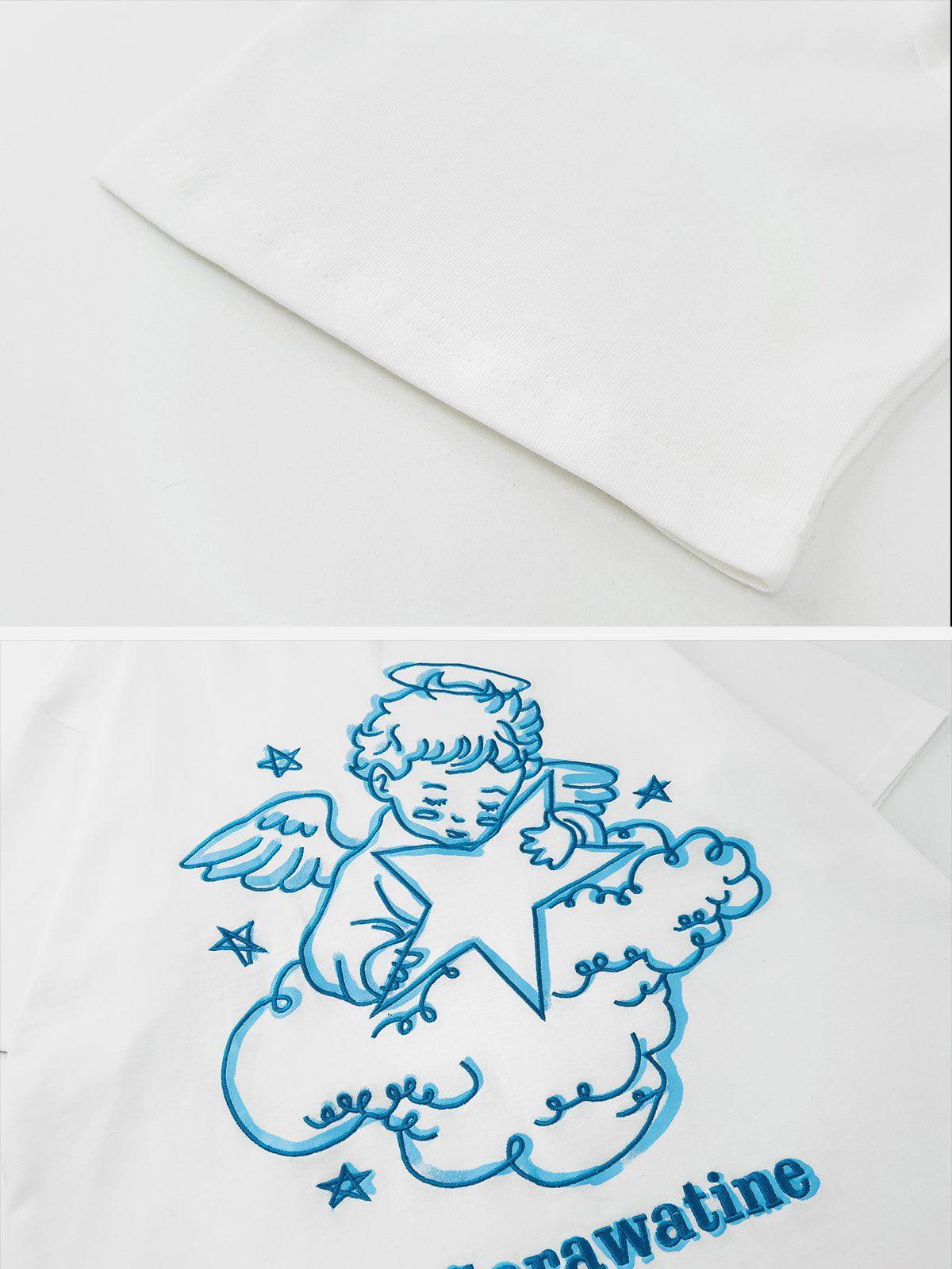 Sneakerland™ - Angel Embroidery Graphic Tee - tntwear1