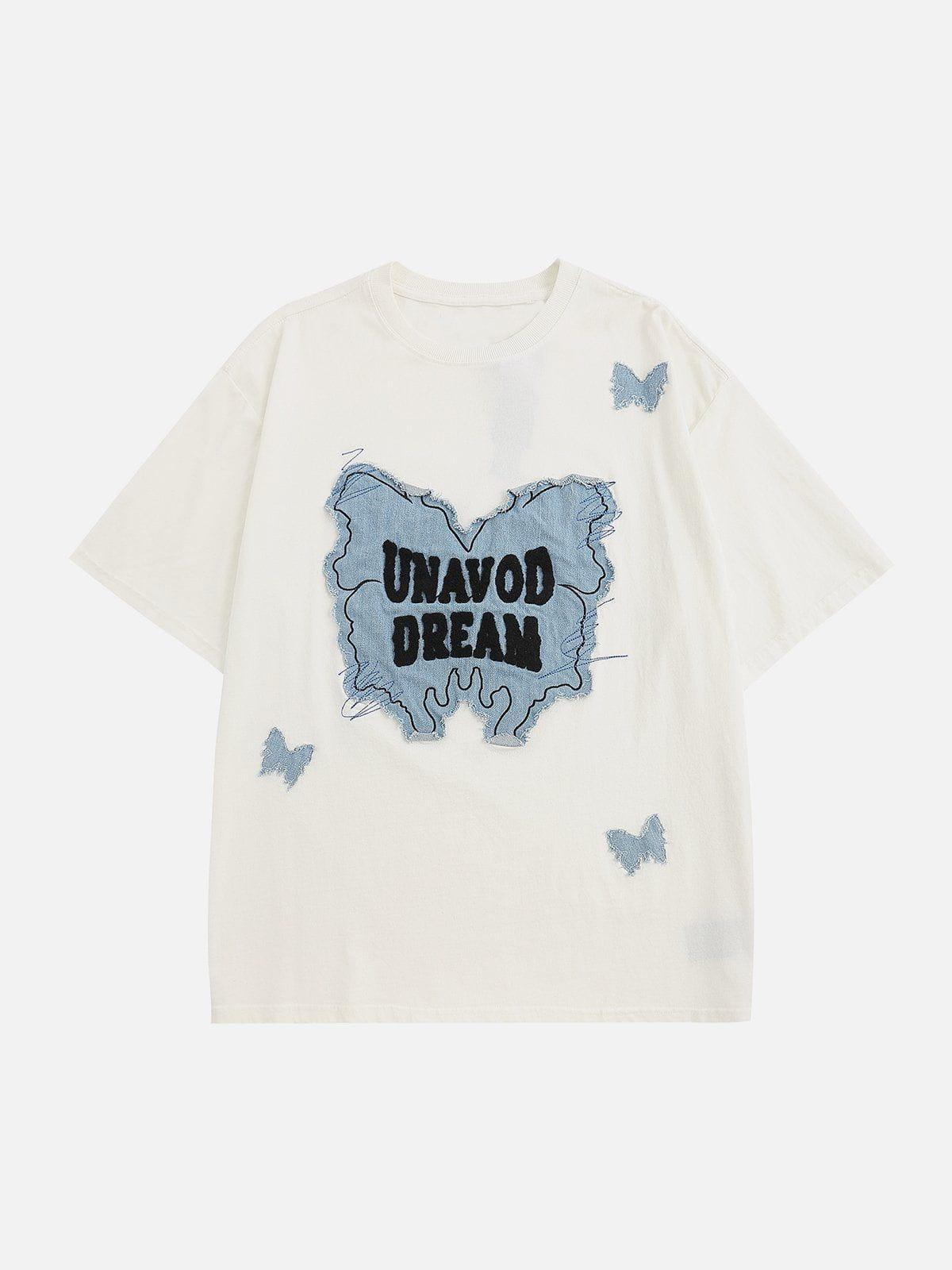 Sneakerland™ - Applique Embroidery Butterfly Tee - tntwear1