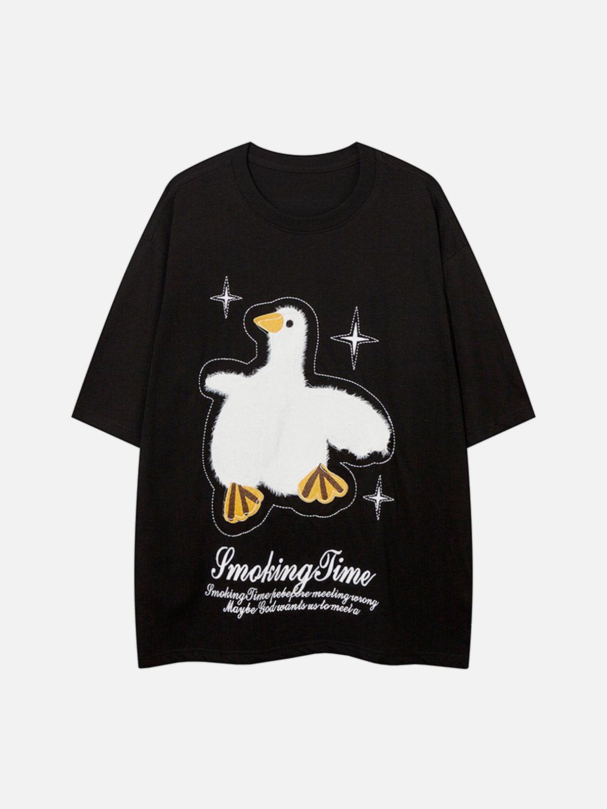 Sneakerland™ - Applique Embroidery Duck Graphic Tee - tntwear1