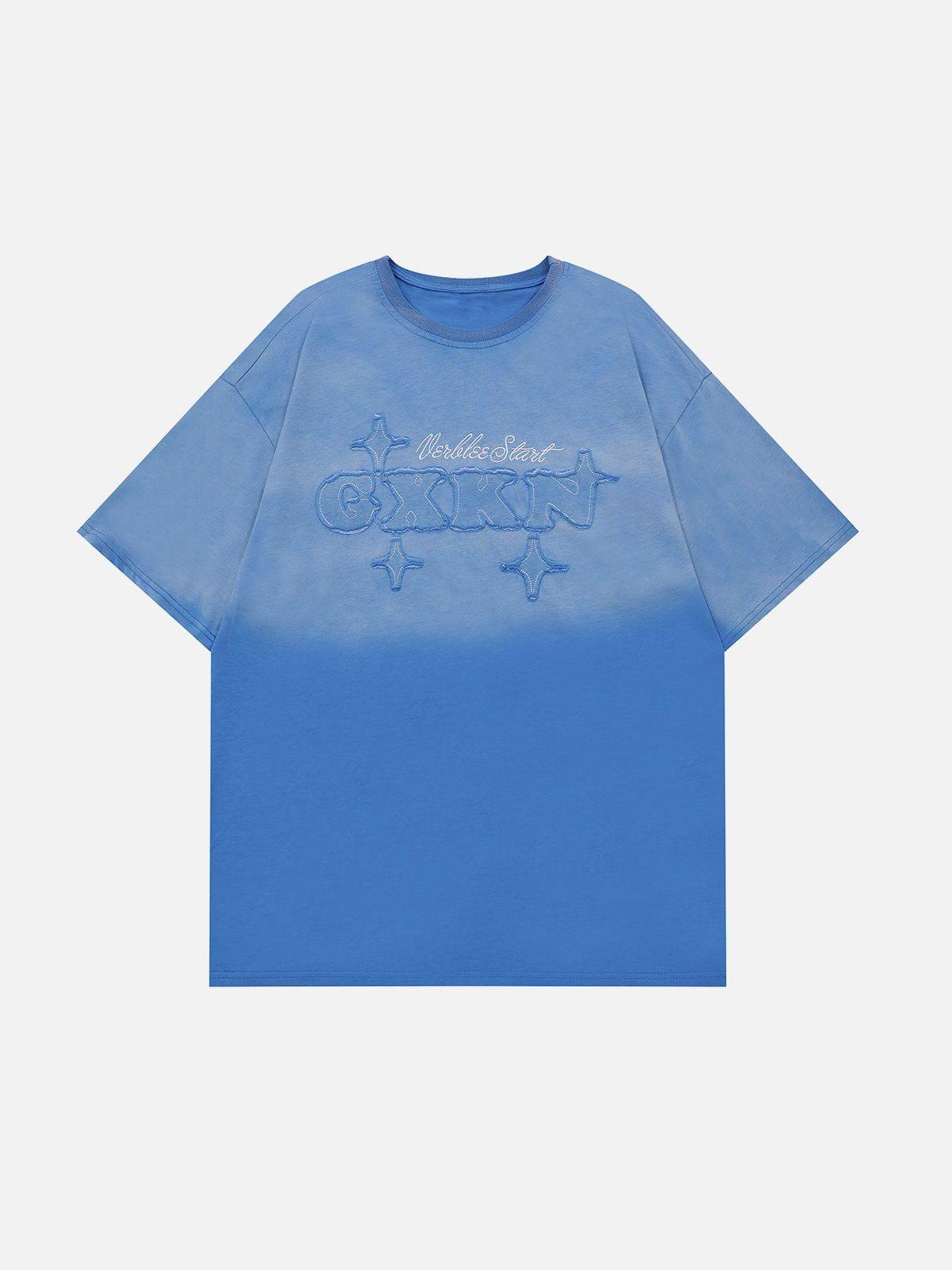 Sneakerland™ - Applique Embroidery Gradient Star Tee - tntwear1