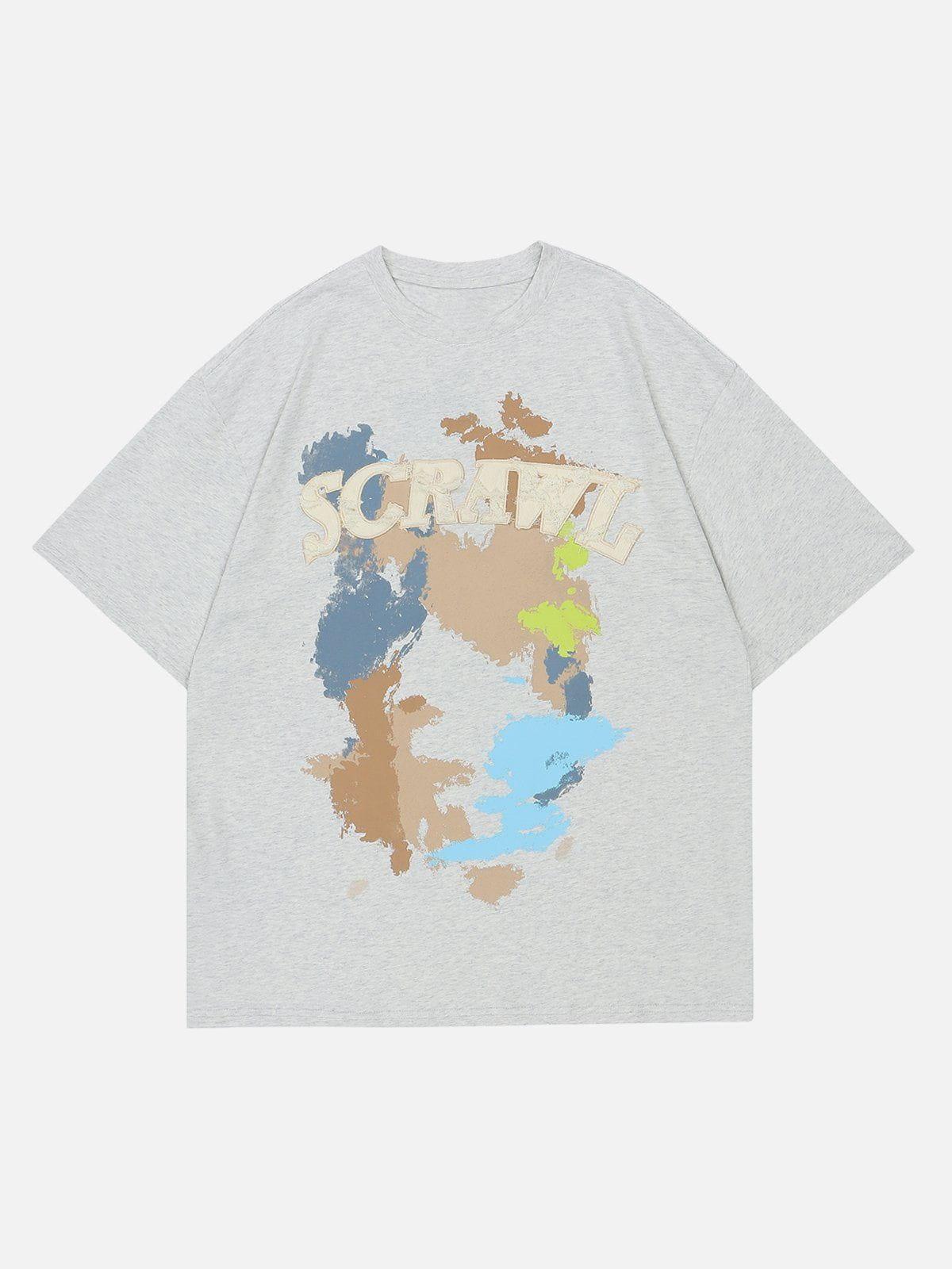 Sneakerland™ - Applique Embroidery Pigment Printing Tee - tntwear1