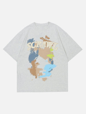 Sneakerland™ - Applique Embroidery Pigment Printing Tee - tntwear1