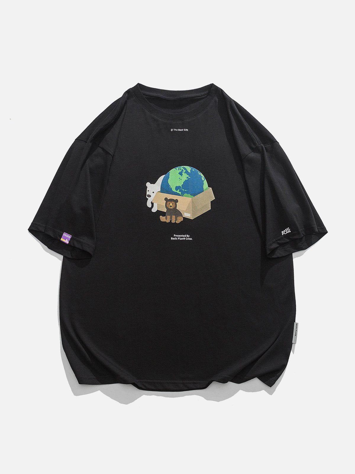 Sneakerland™ - Bear Gift Earth Print Tee - tntwear1