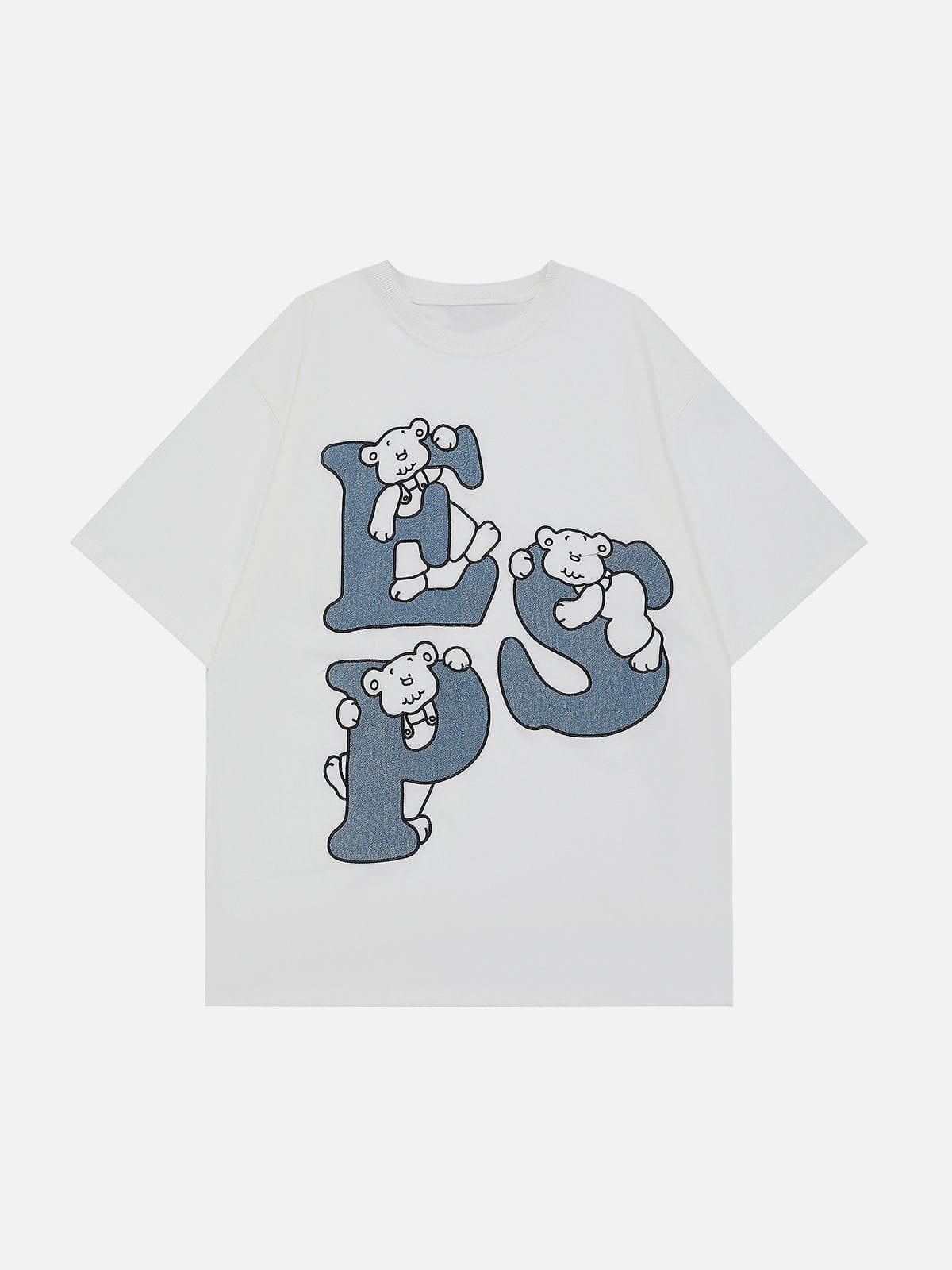 Sneakerland™ - Bear Letter Print Tee - tntwear1