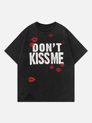 Sneakerland™ - Blow Kisses Print Distressed Tee - tntwear1