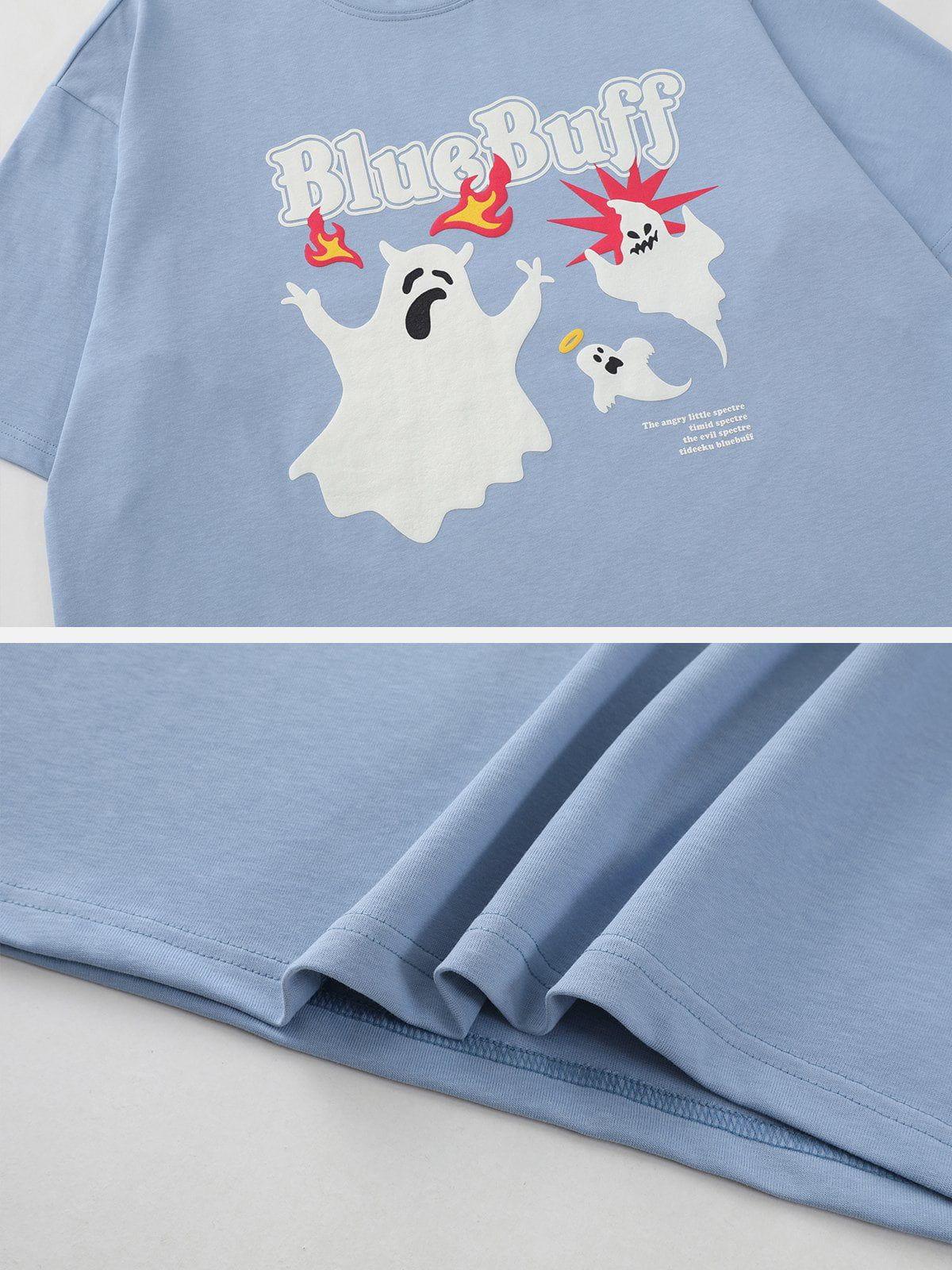 Sneakerland™ - Blue Buff Ghost Print Tee - tntwear1