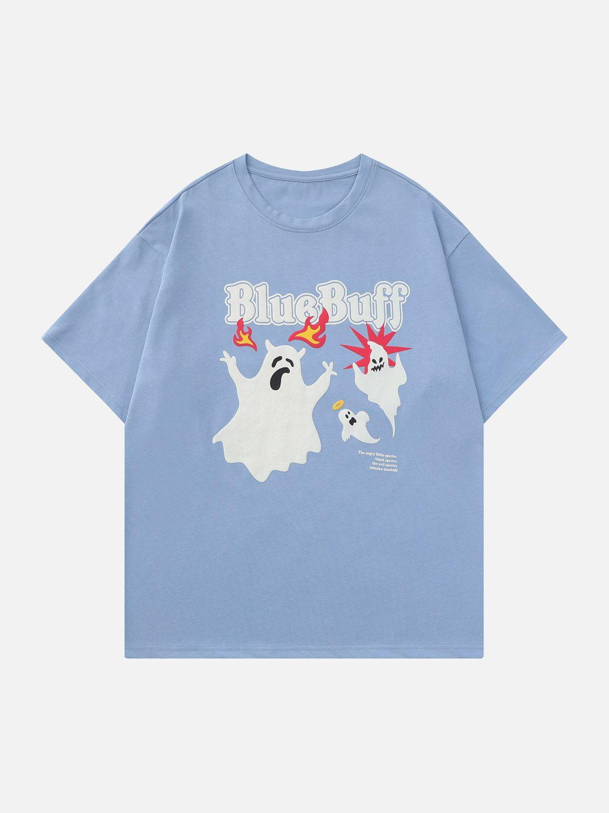 Sneakerland™ - Blue Buff Ghost Print Tee - tntwear1