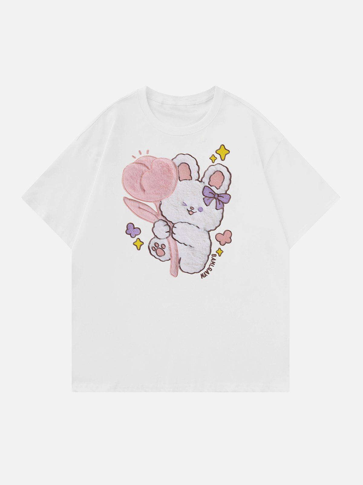 Sneakerland™ - Bunny Doll Pattern Flocking Tee - tntwear1