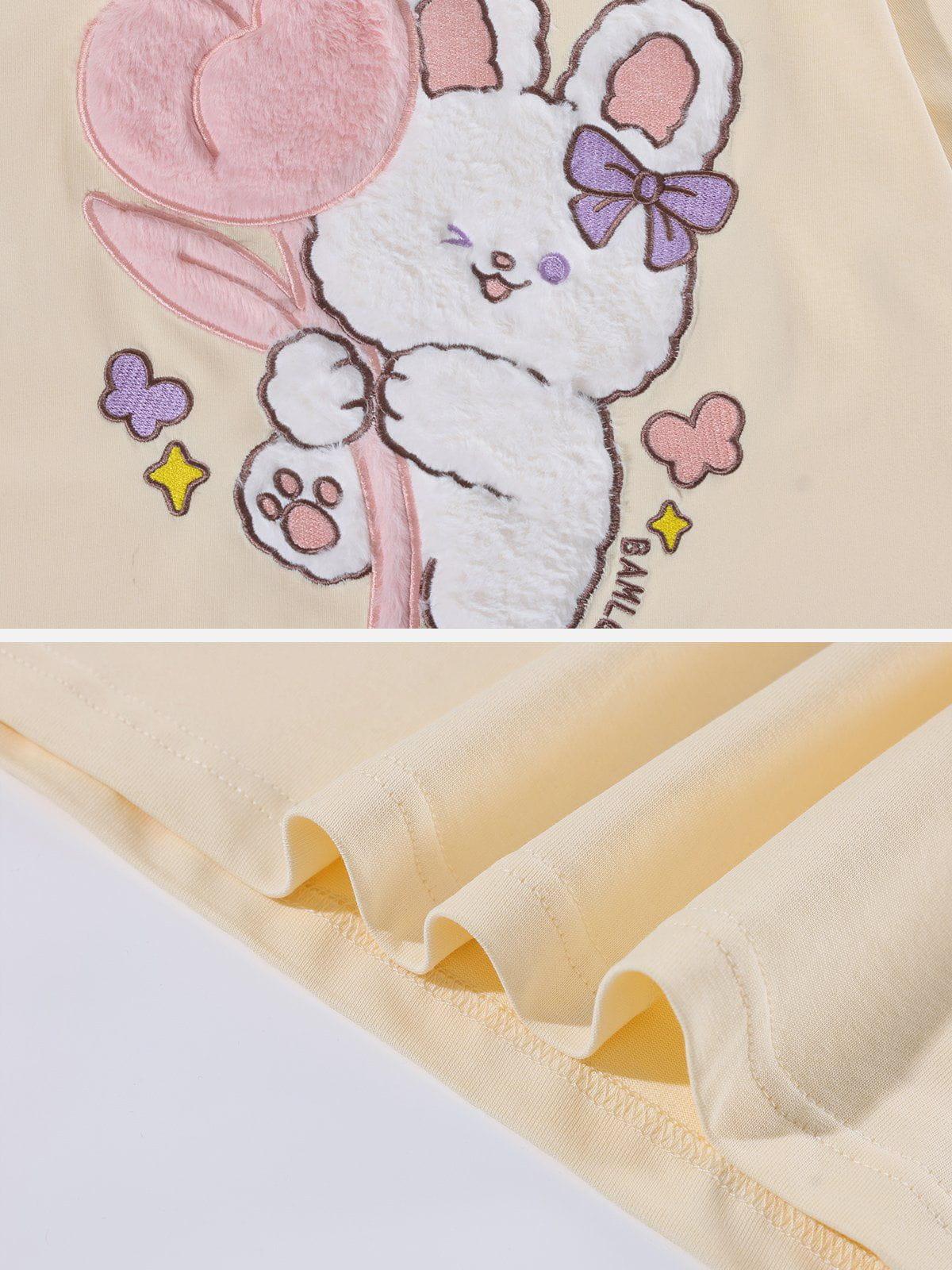 Sneakerland™ - Bunny Doll Pattern Flocking Tee - tntwear1