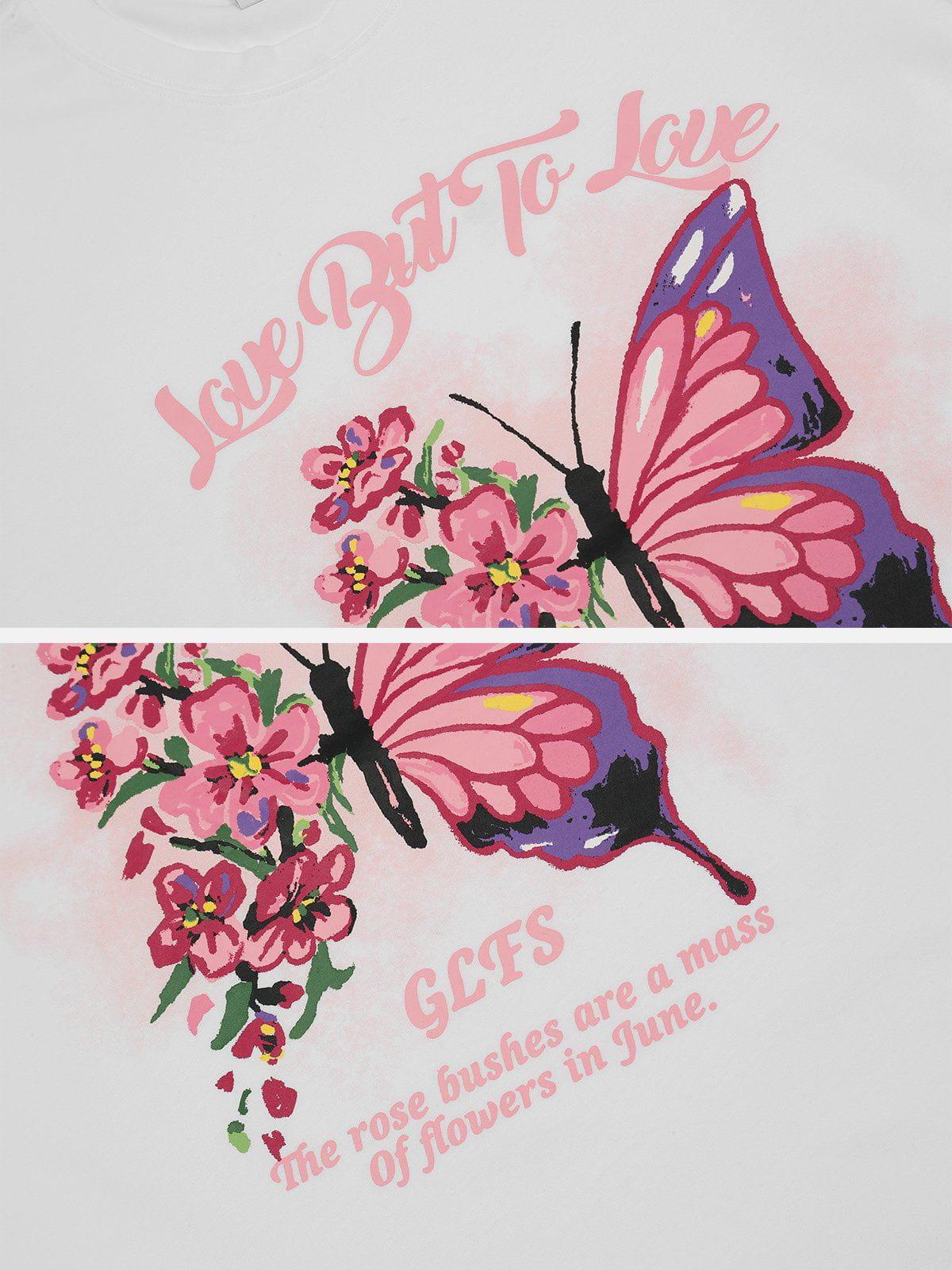 Sneakerland™ - Butterflies Flowers Print Tee - tntwear1