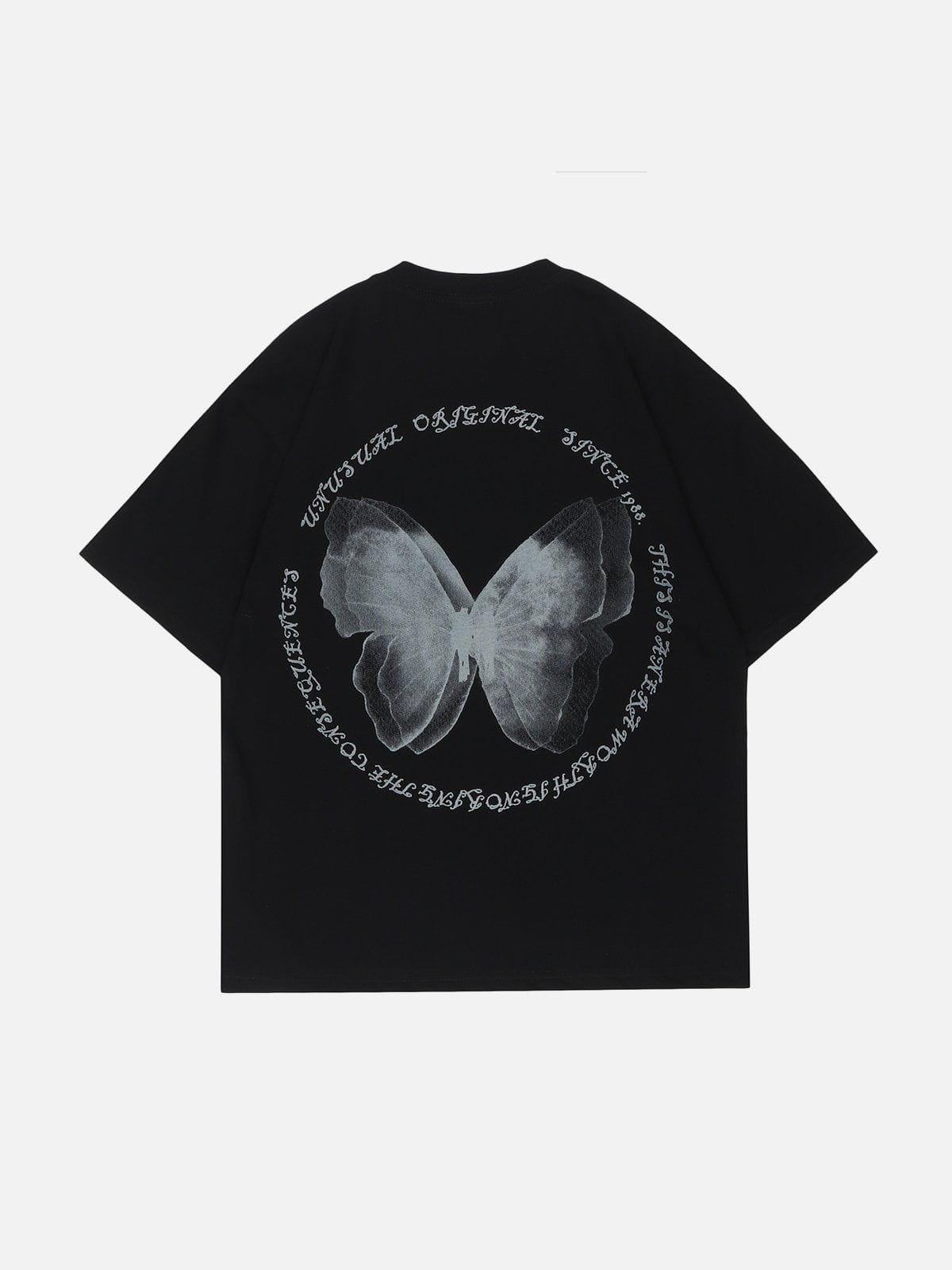 Sneakerland™ - Butterfly Print Lettter Tee - tntwear1