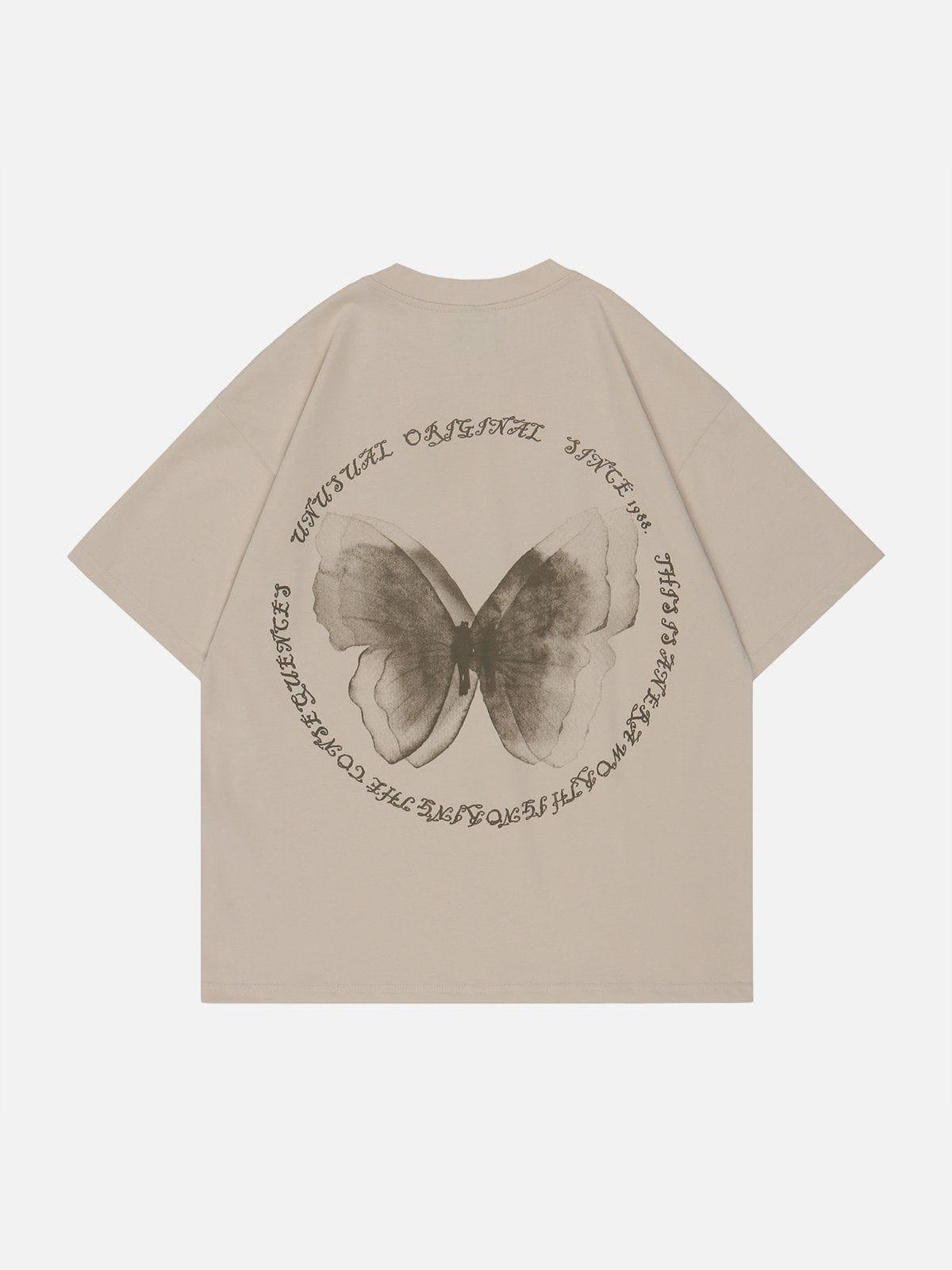 Sneakerland™ - Butterfly Print Lettter Tee - tntwear1