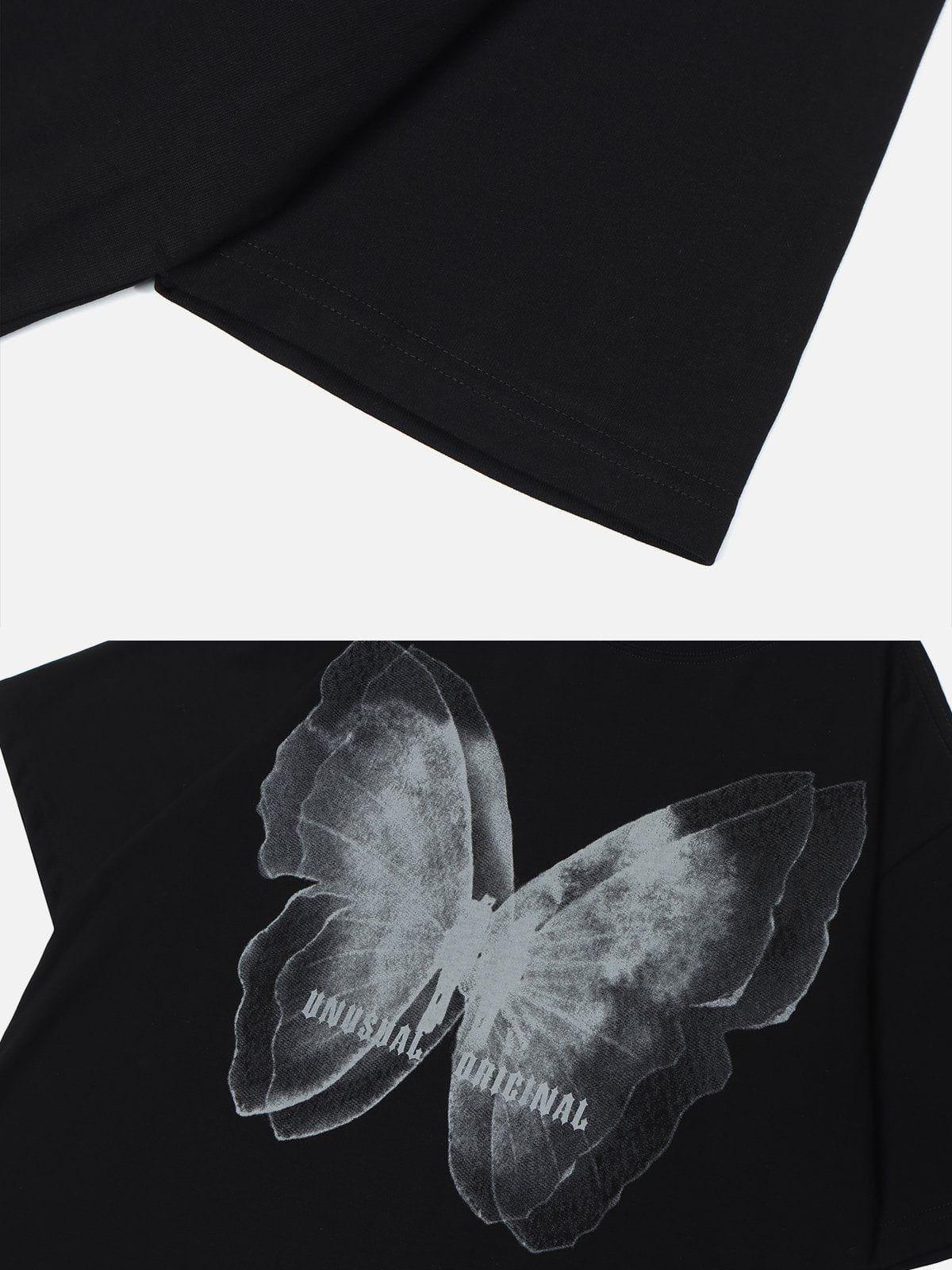 Sneakerland™ - Butterfly Print Lettter Tee - tntwear1