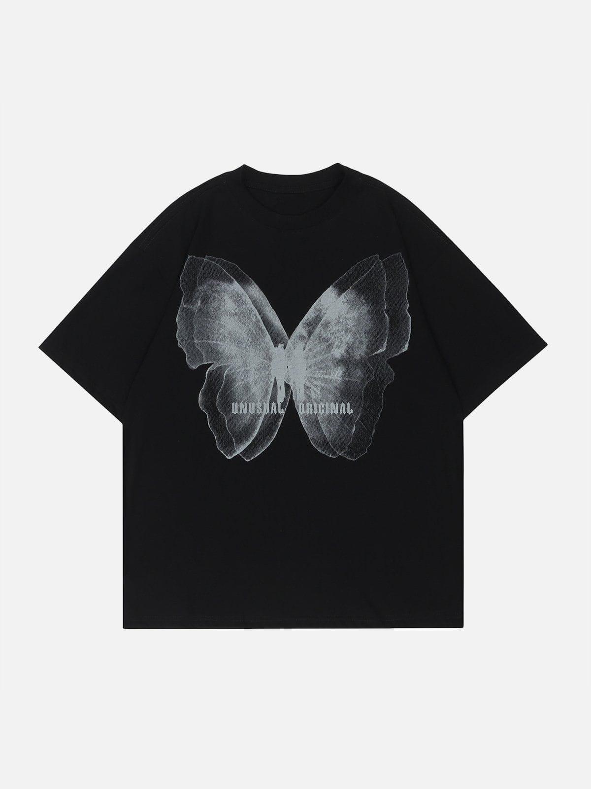 Sneakerland™ - Butterfly Print Lettter Tee - tntwear1