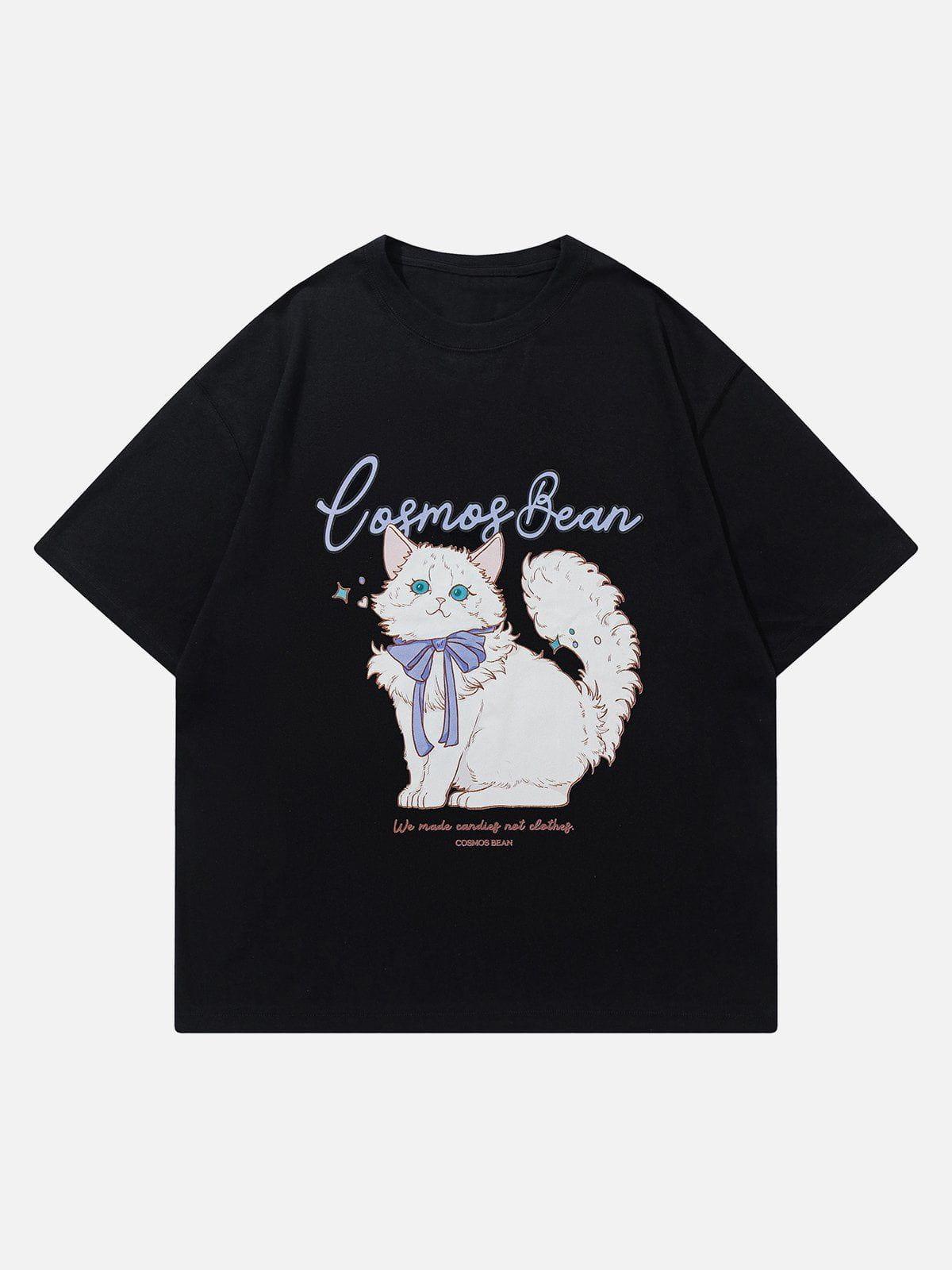 Sneakerland™ - Cartoon Cute Cat Print Tee - tntwear1