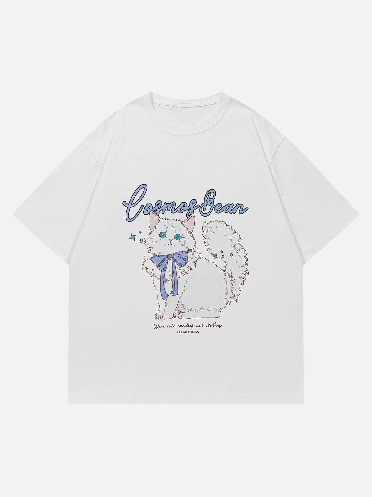 Sneakerland™ - Cartoon Cute Cat Print Tee - tntwear1