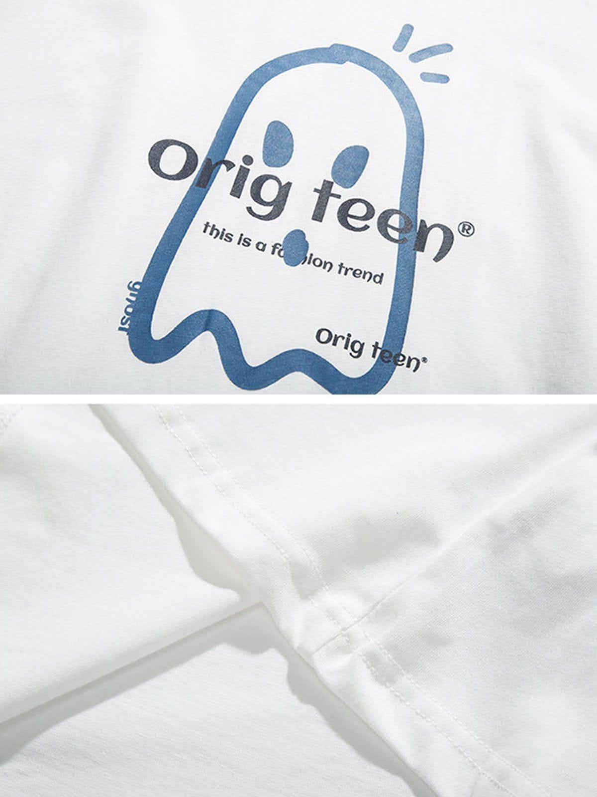 Sneakerland™ - Cartoon Ghost Print Tee - tntwear1