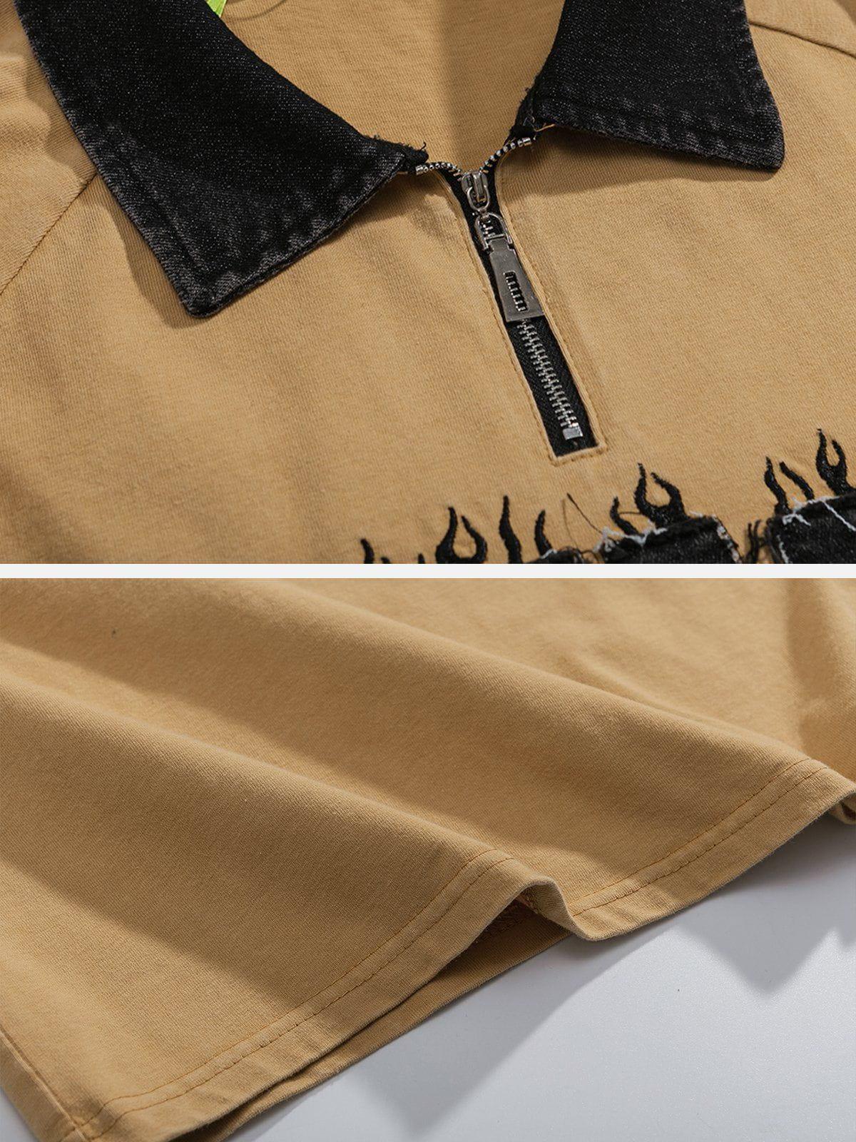 Sneakerland™ - Denim Patch Embroidered Batik POLO Tee - tntwear1