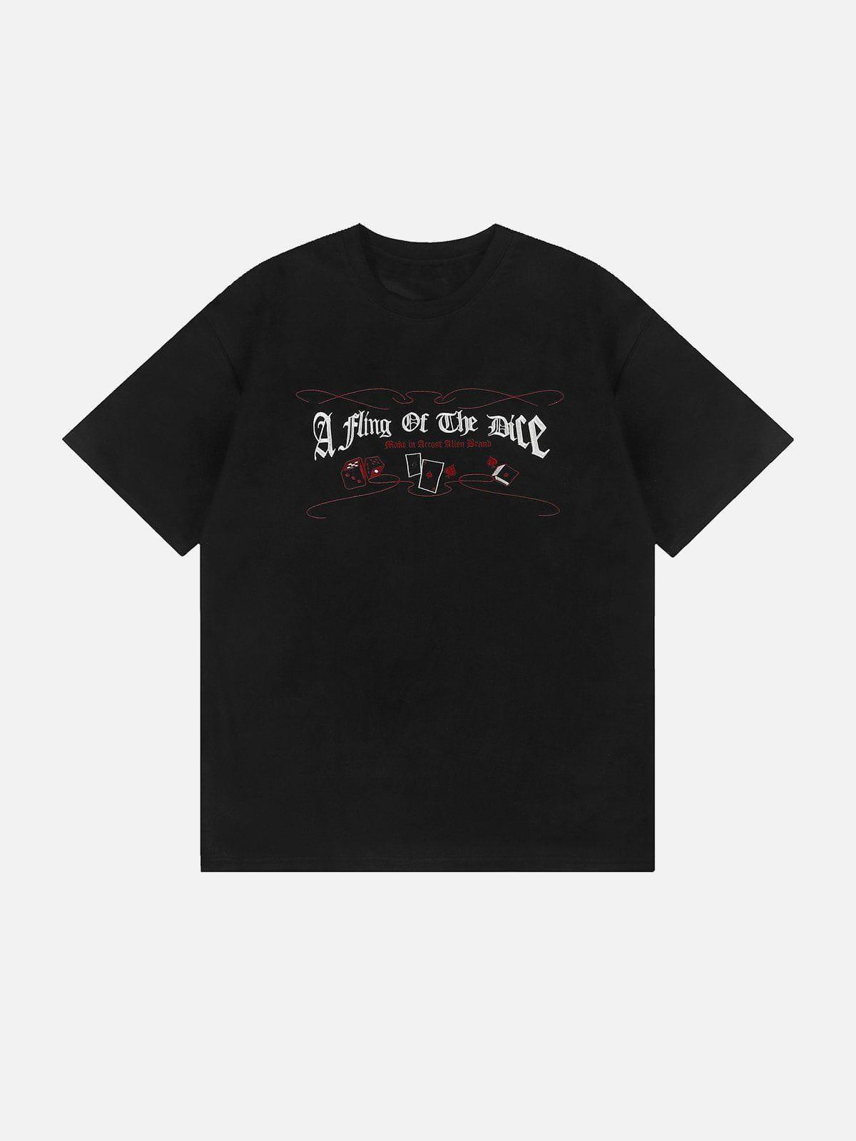 Sneakerland™ - Dice Poker Embroidered Suede Tee - tntwear1