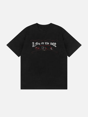 Sneakerland™ - Dice Poker Embroidered Suede Tee - tntwear1