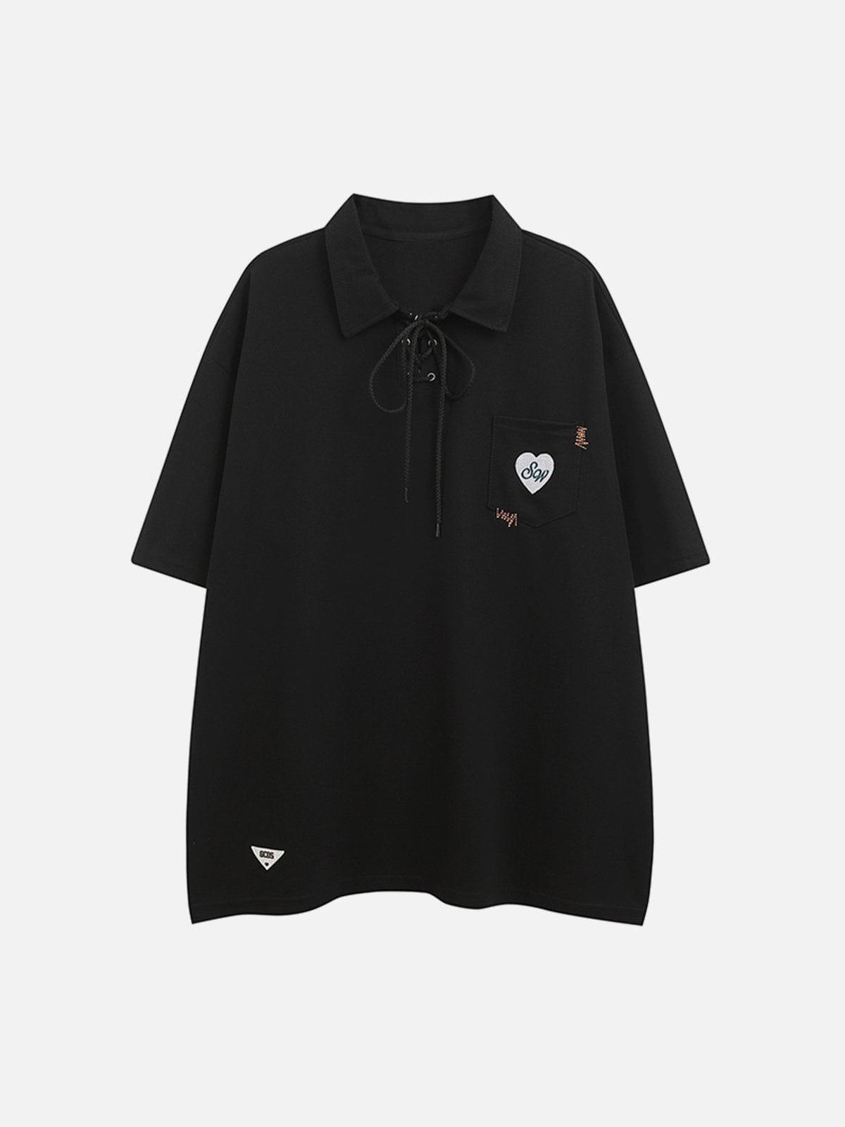 Sneakerland™ - Embroidered Straps Polo Collar Tee - tntwear1