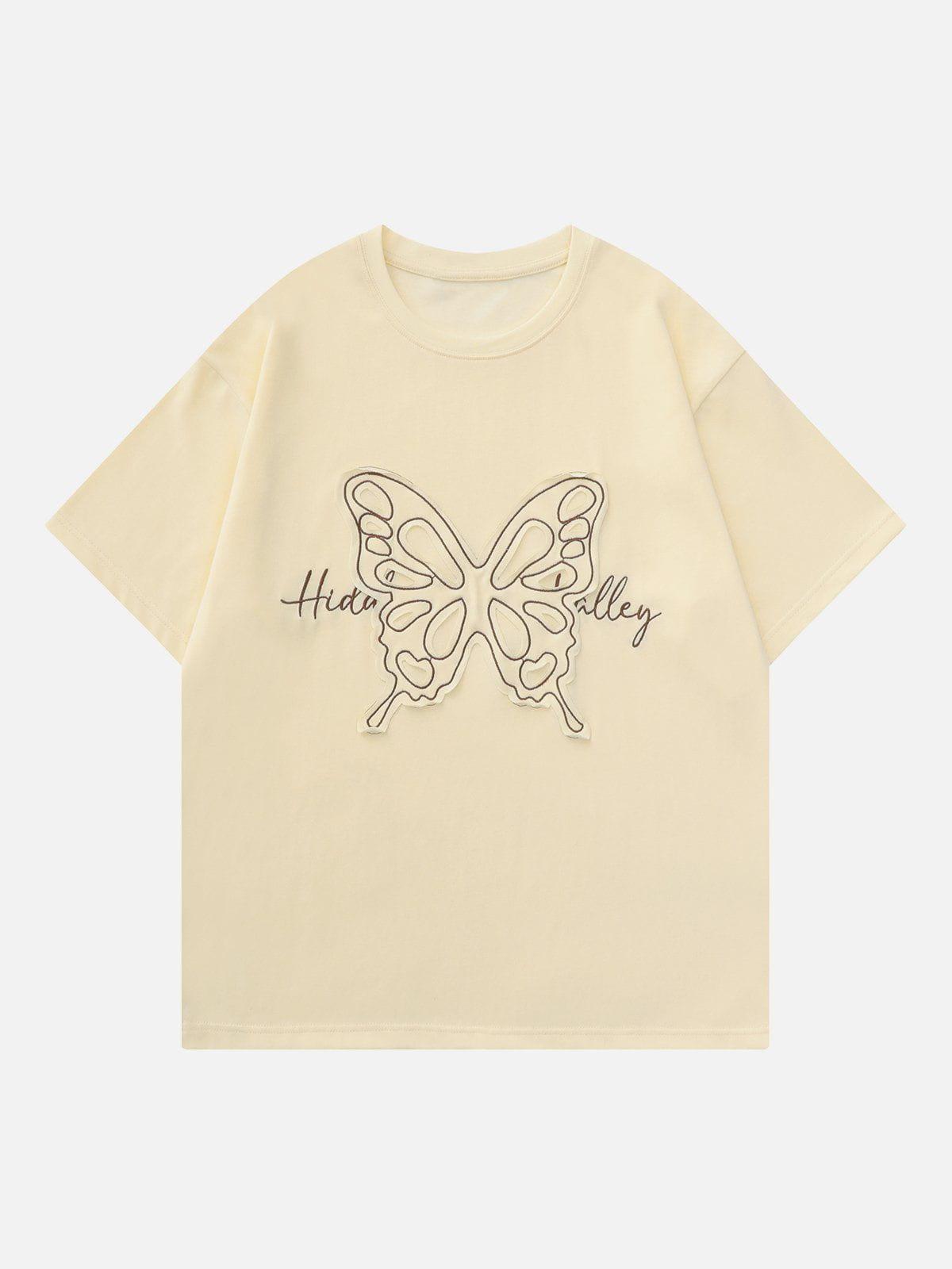 Sneakerland™ - Embroidery Butterfly Tee - tntwear1