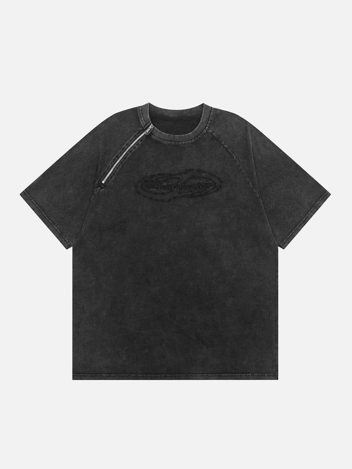 Sneakerland™ - Embroidery Letter Print Washed Tee - tntwear1