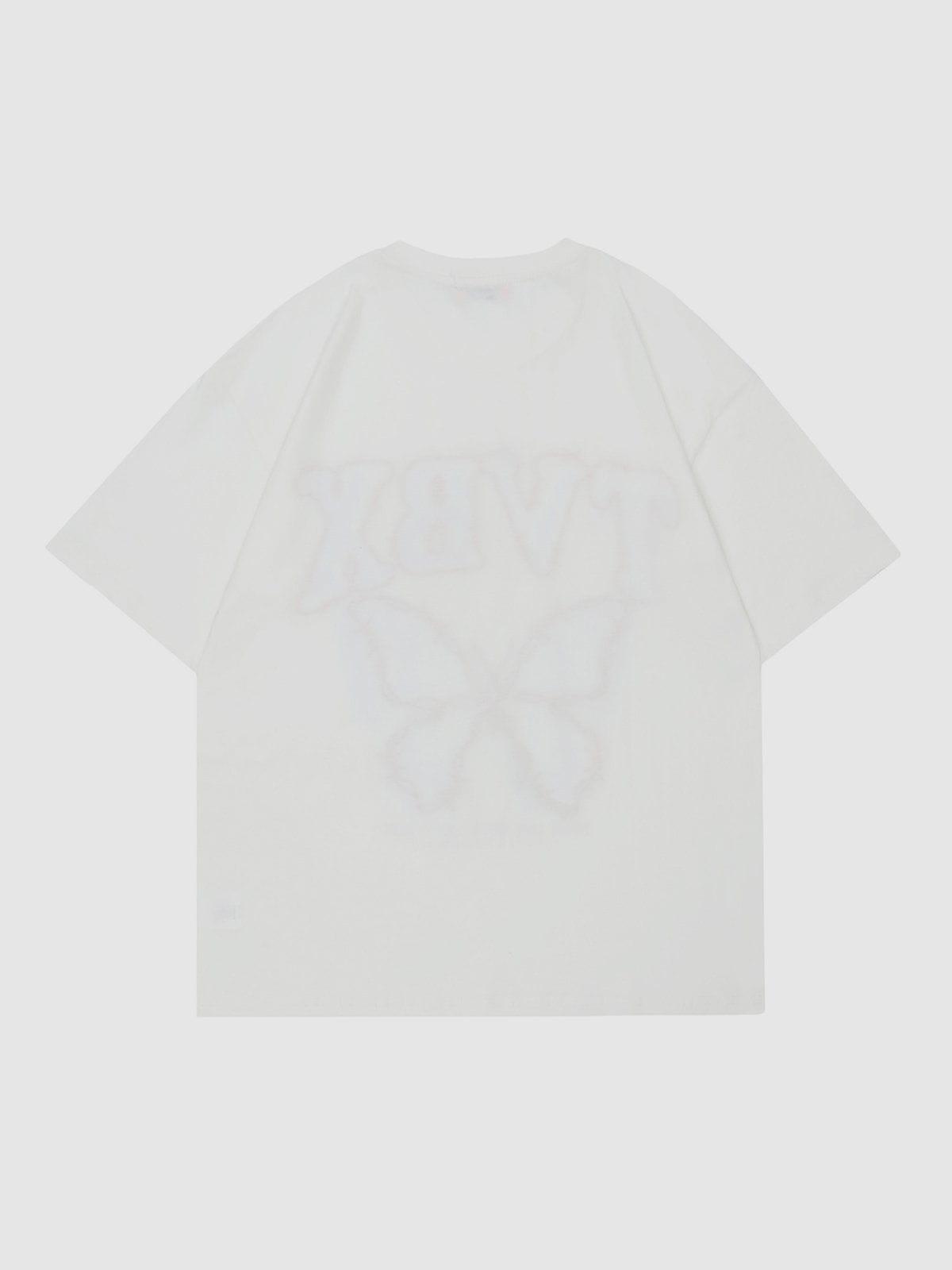 Sneakerland™ - Embroidery Line Butterfly Print Tee - tntwear1