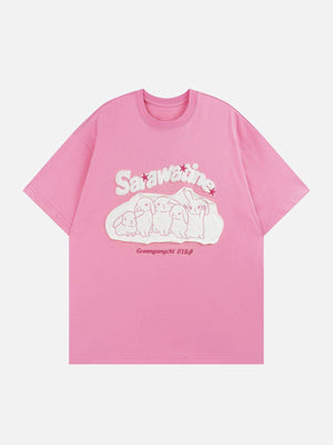 Sneakerland™ - Embroidery Rabbit Graphic Tee - tntwear1